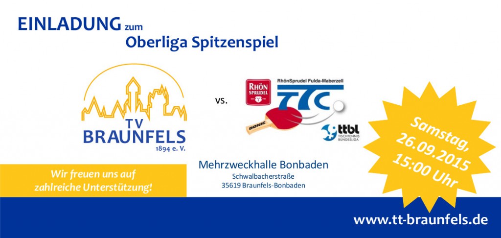 Spielankündigung TV Braunfels vs. Fulda Maberzell II