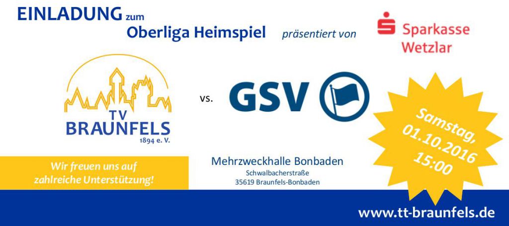 Spielvorschau TV Braunfels vs. Gießener SV